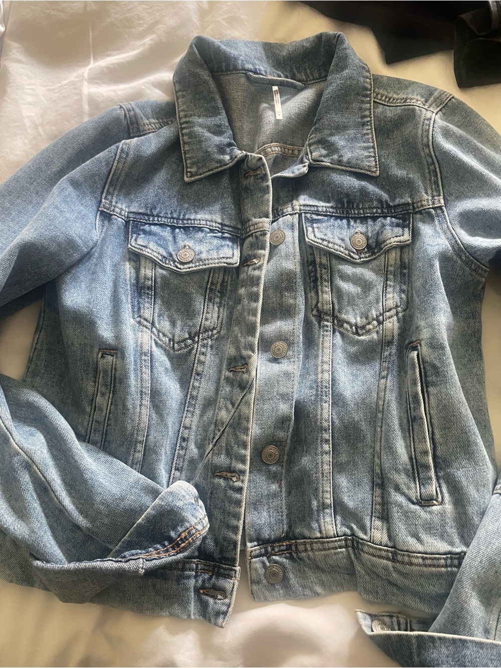 Free People Light Blue Denim Trucker Jacket